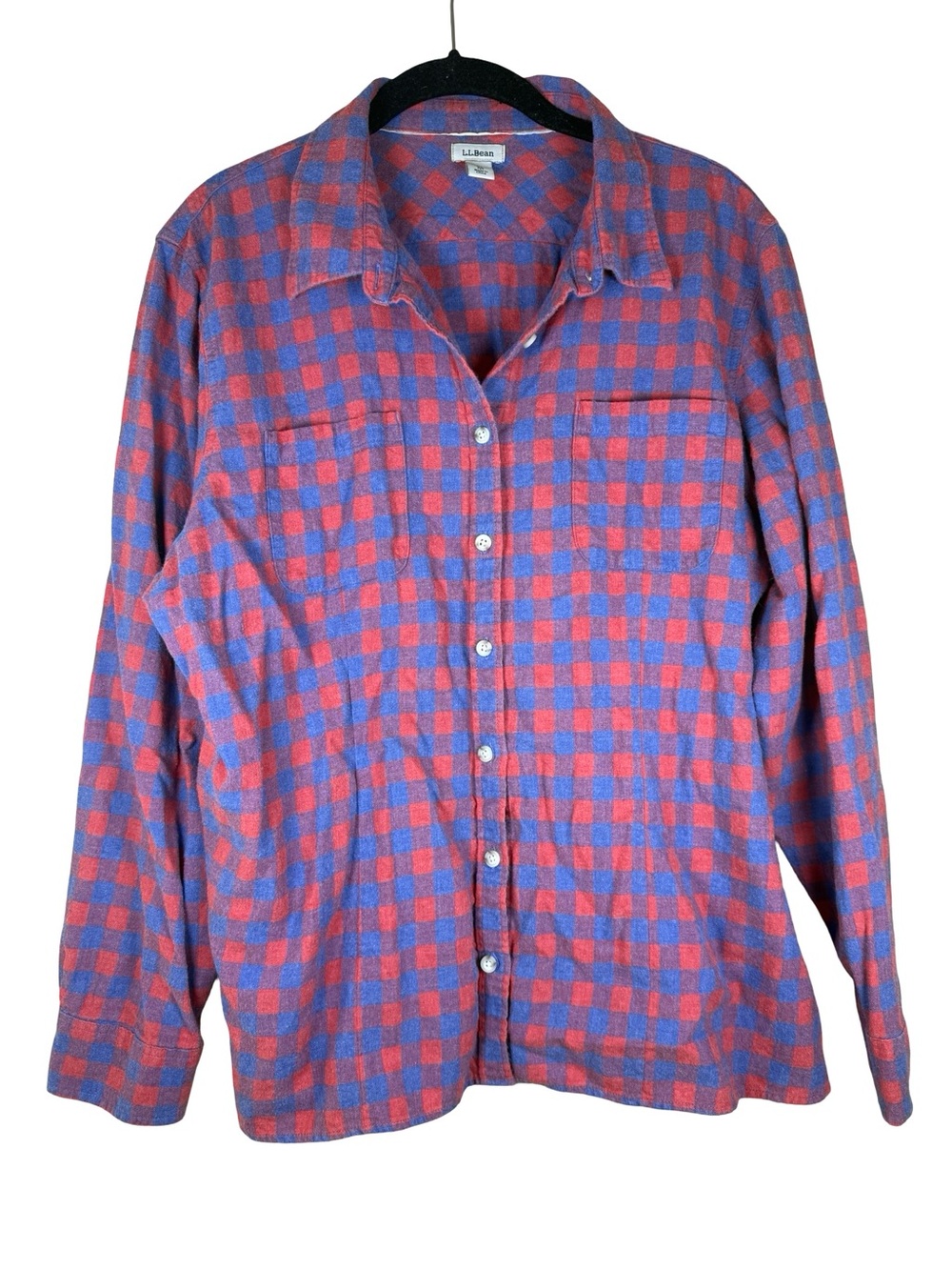 L.L. Bean Women’s Scotch Plaid Flannel Shirt Relaxed Fit XL Petite 100% Cotton